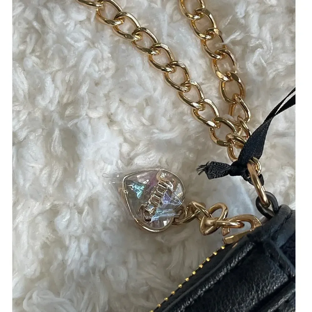 Juicy Couture Black Tied with a Bow Small Zip Around Wallet Wristlet Organizer
